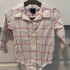 GAP Kids White and Red Checkered Bodysuit